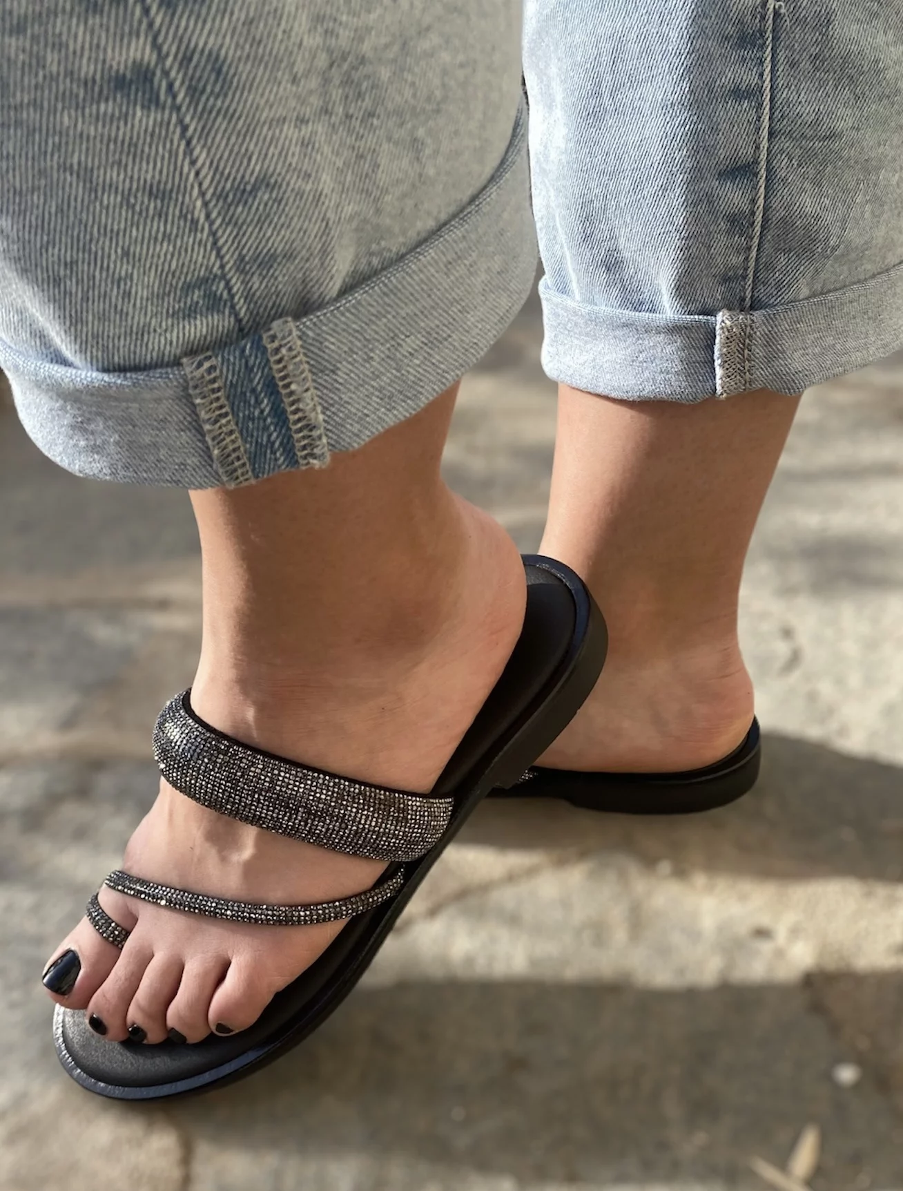 δερμάτινα φλατ/ ισια σανδάλια ανατομικά