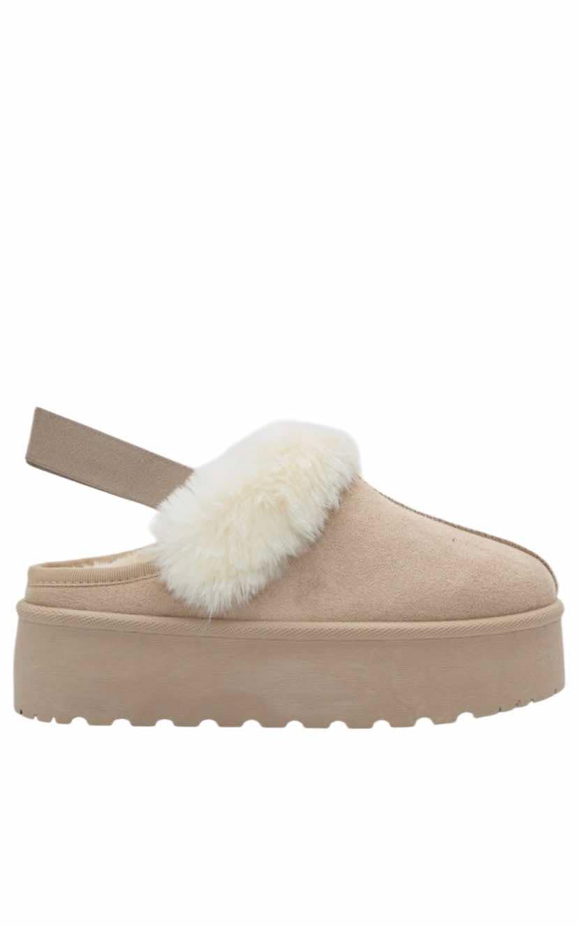 μπεζ παντοφλεσ τυπου ugg με λαστιχο στο πισω μέρος