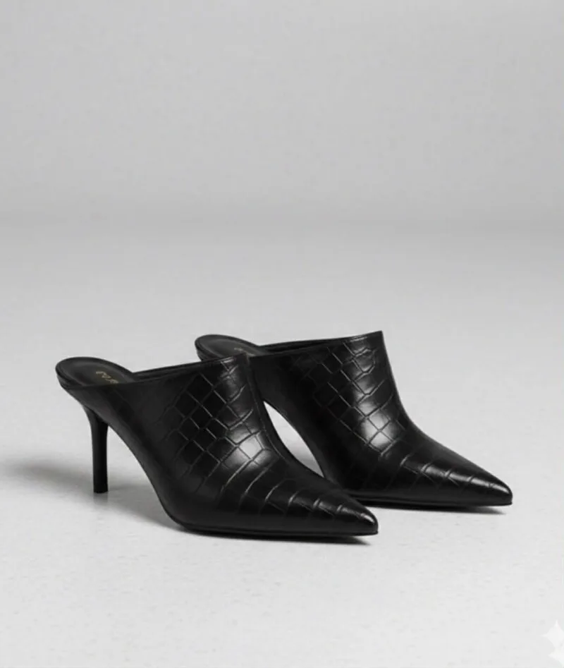 μαύρα κροκό mules