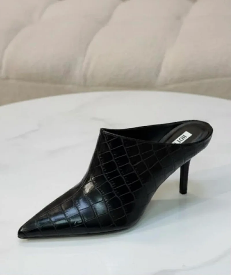 μαυρα mules - γόβες κροκό