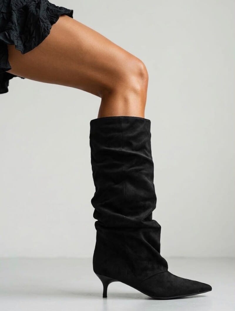 σουέτ μπότες με kitten heels